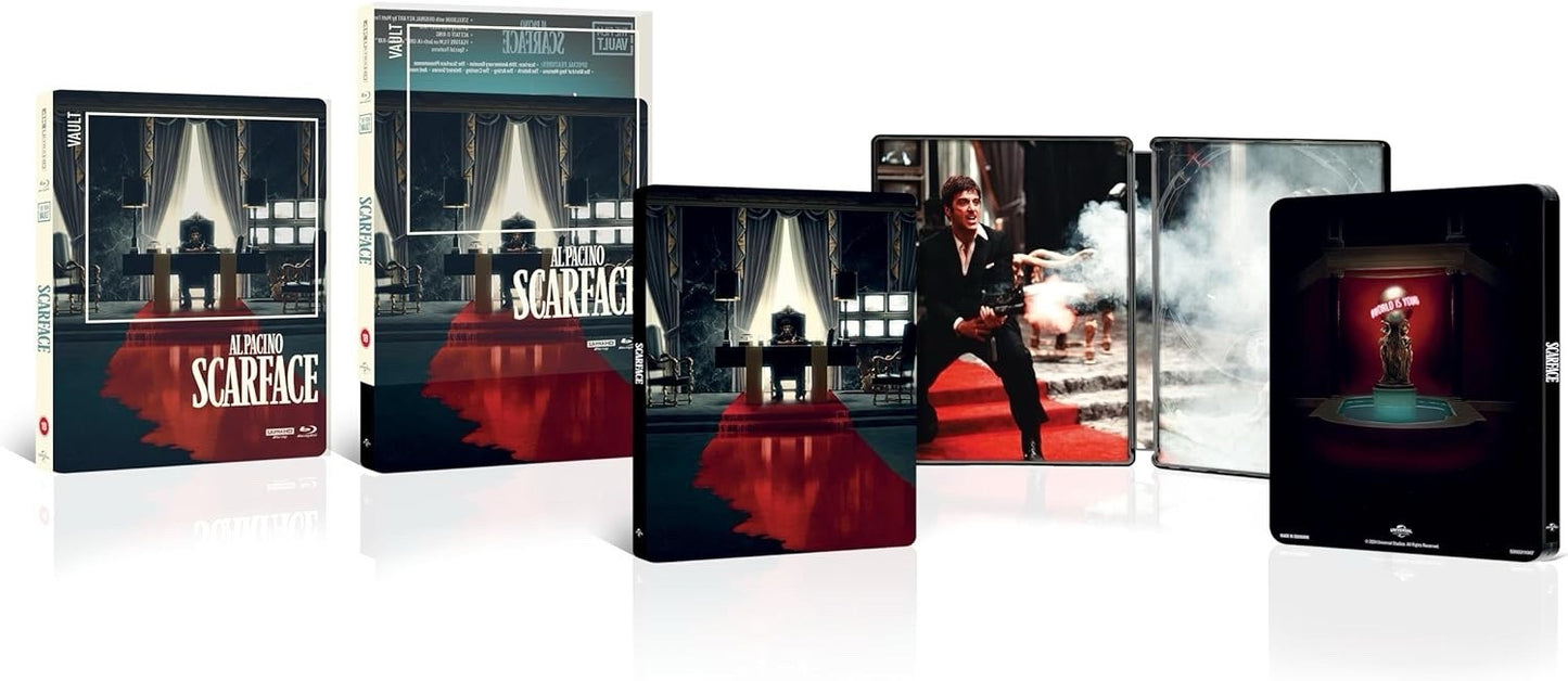 Scarface w. Film Vault Edition Steelbook (4K UHD + Blu-ray, Import, Region Free)