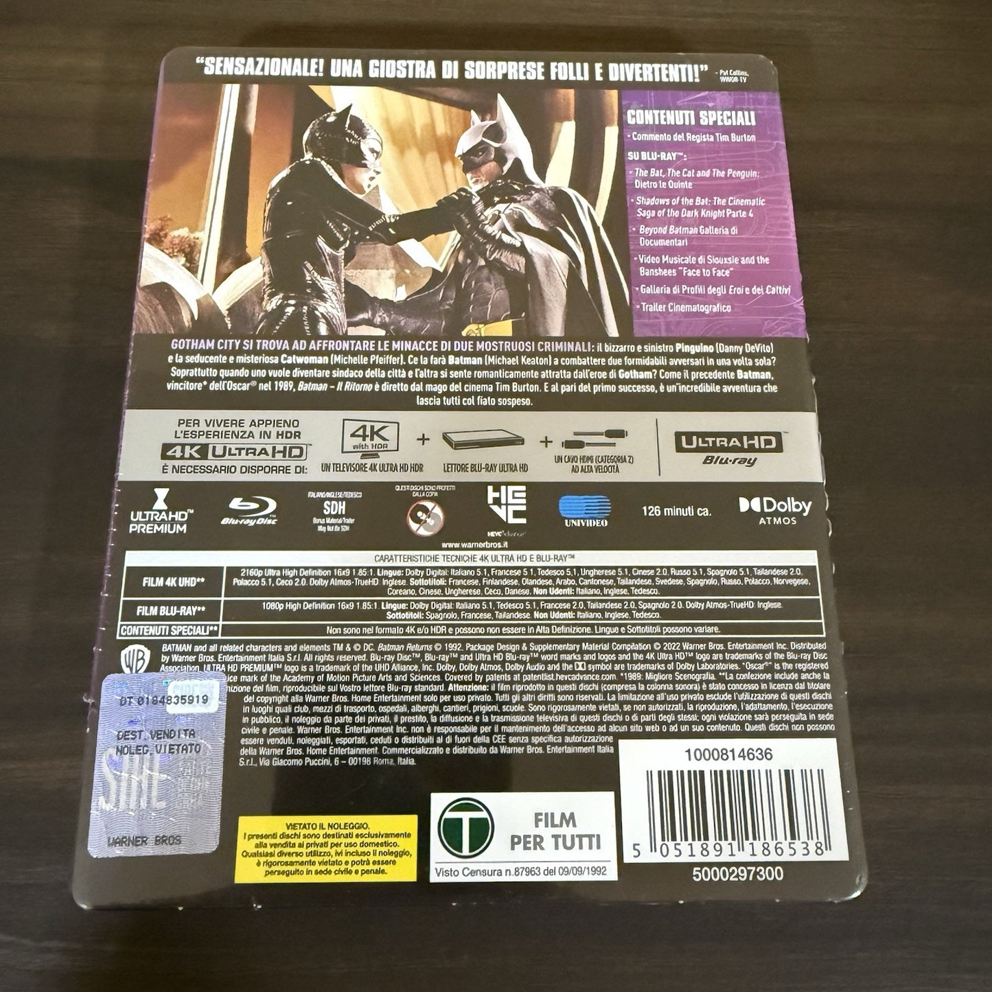 Batman Returns w. Steelbook (4K UHD + Blu-ray, Import, Region Free) *NEW*