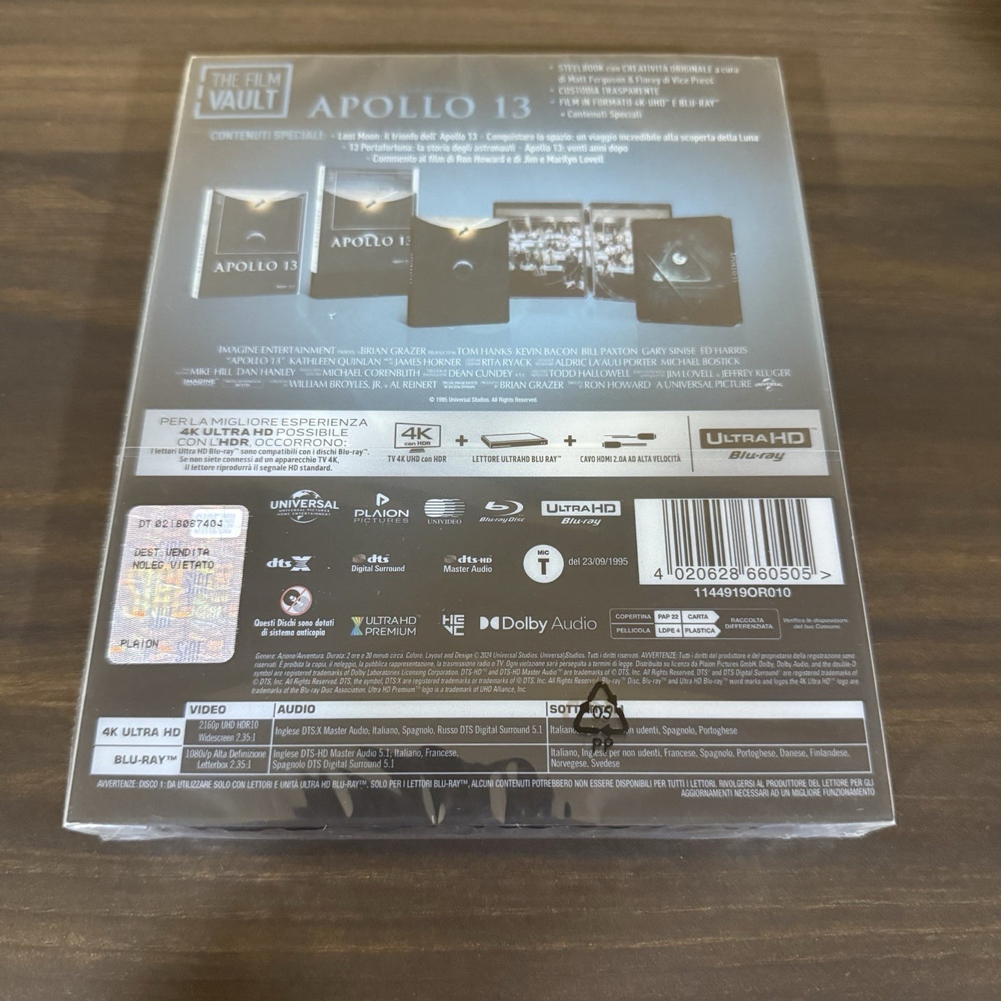 Apollo 13 w. Steelbook (4K UHD + Blu-ray, 1995, EU Import, Region Free) *NEW*