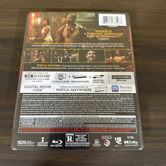 Sinners Limited Edition Steelbook 4K Ultra HD + Blu-ray Sealed New