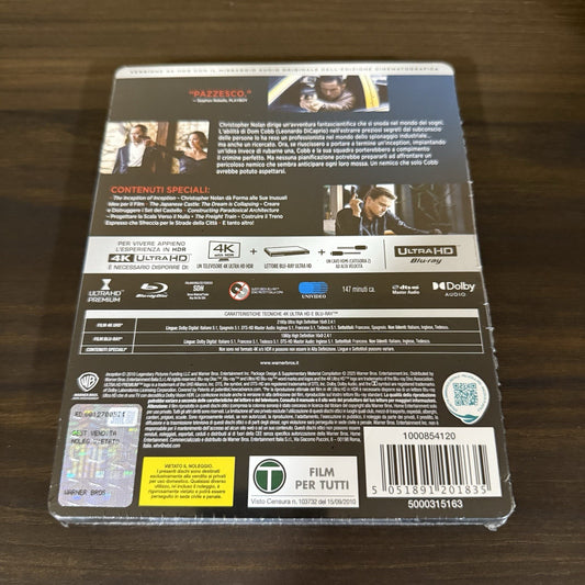 Inception w. Steelbook (4K UHD + Blu-ray, 2010, EU Import, Region Free) *NEW*